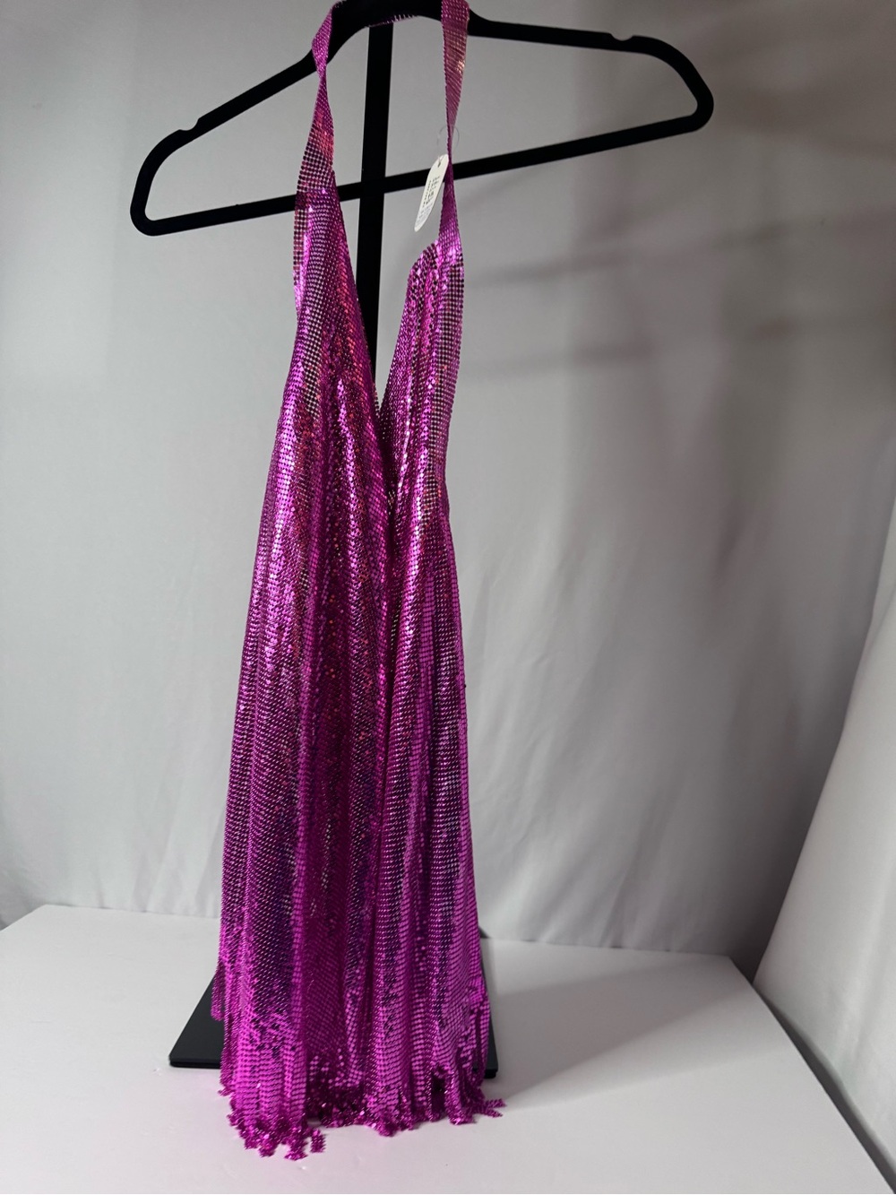 8 Other Reasons Metallic Fuchsia Sequin Halter Dress